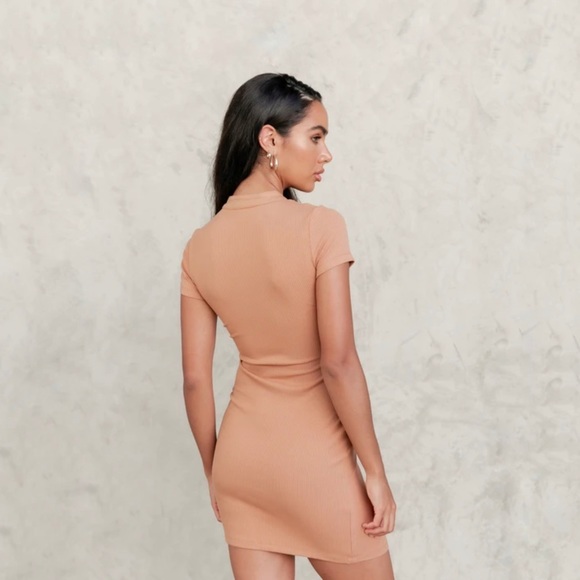 Charcoal Clothing Orange Dress With Peephole - Picture 3 of 6